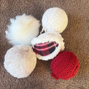 Set of Cozy Pom Pom Ornaments
